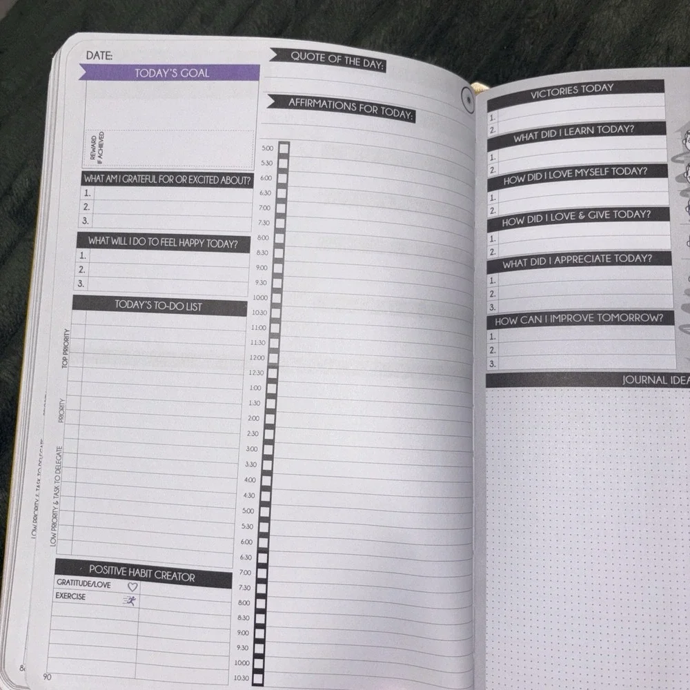 Freedom Mastery Life Planner Daily Self Help Yellow Faux Leather A5 Unused